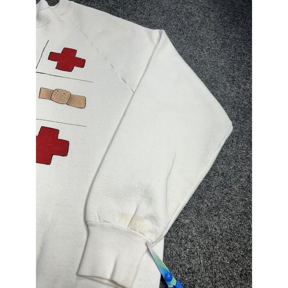 Vintage 90s Nurse Parody White Crewneck Sweatshirt Women's Size Large USA Made - Picture 3 of 8